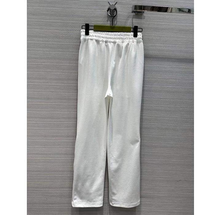 Gucci Women GG Technical Jersey Pant Web Interlocking G Embroidered Patch Elastic Waist Two Side Pockets