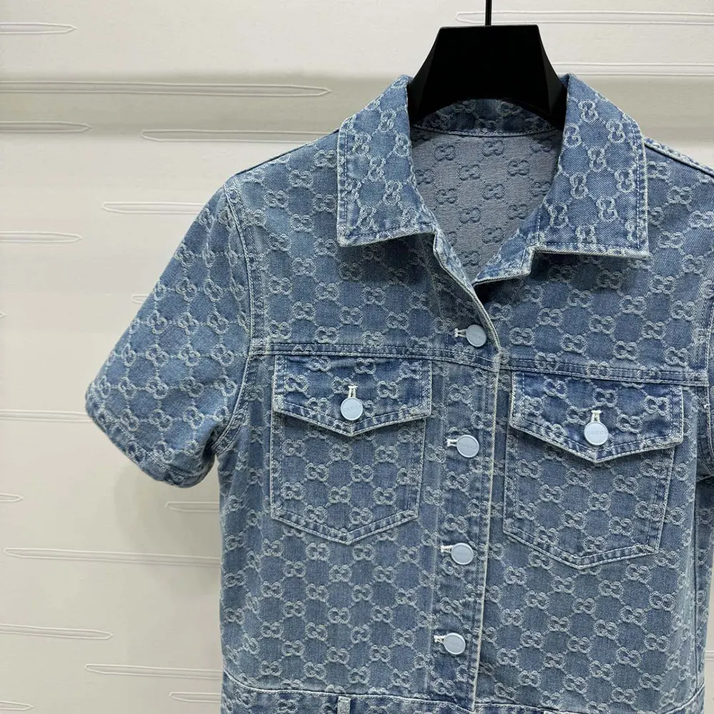 Gucci Women GG Denim Jacquard Jumpsuit 828549 XDDB2