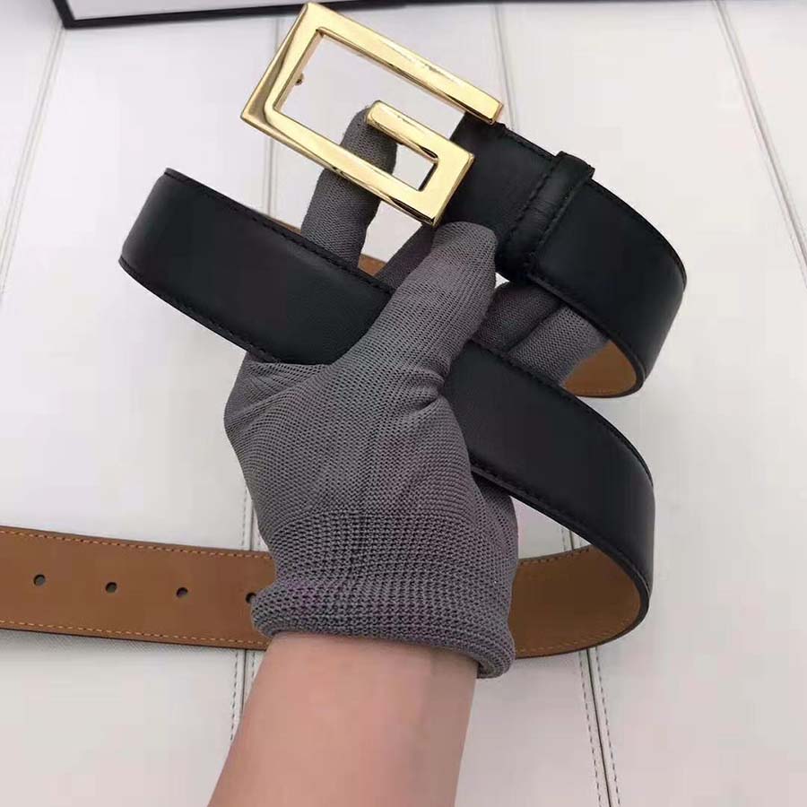 Gucci Unisex Leather Belt with G Buckle-Black