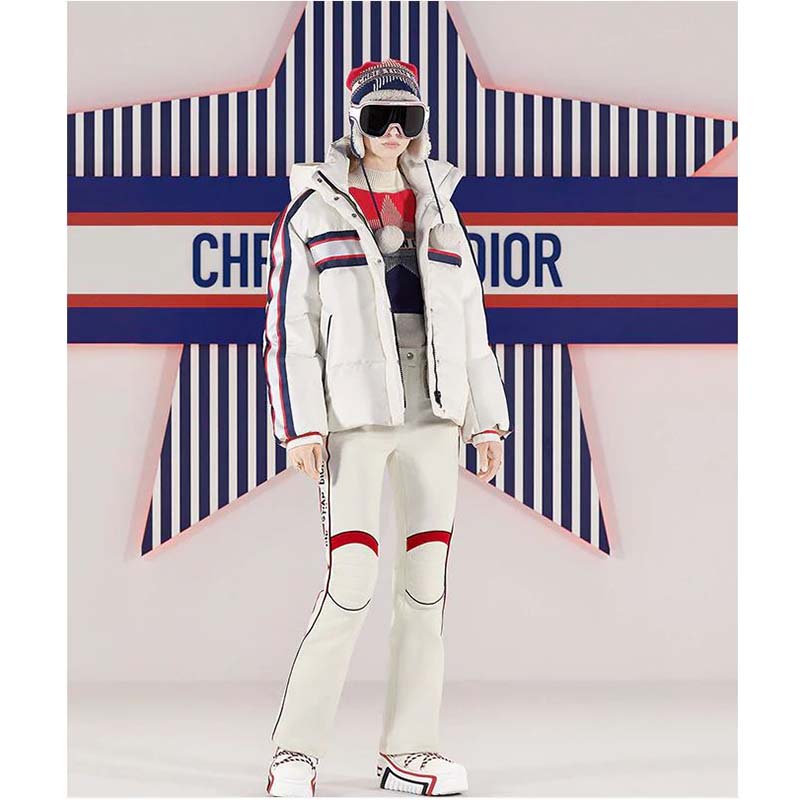 Dior Women Dioralps Hooded Down Jacket White Three-Tone Dior Star