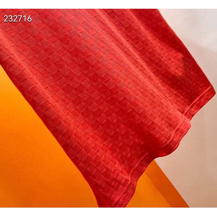 Louis Vuitton Women Cotton Pique T-Shirt Embroidered LV Patch Red Regular Fit 1AFJEC