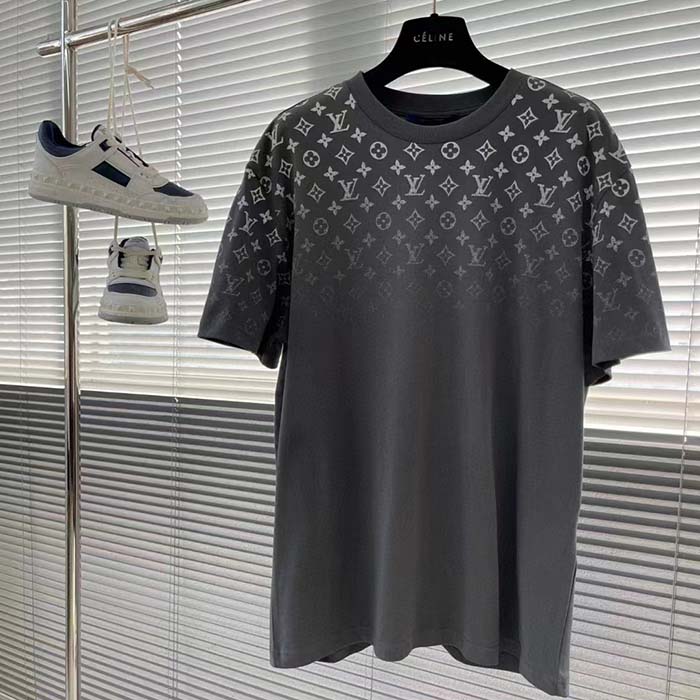 Louis Vuitton Women LV SKI Monogram Gradient Cotton T-Shirt Regular Fit Ribbed Neck Volcanic Ash