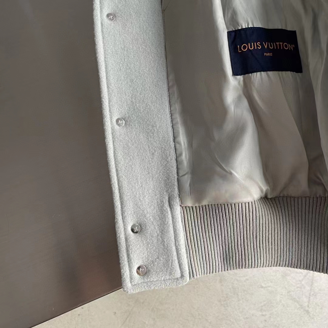 Louis Vuitton Women LV Varsity Leather Blouson Cropped Fit Epi Leather Sleeves Shirt Collar Cotton Wool