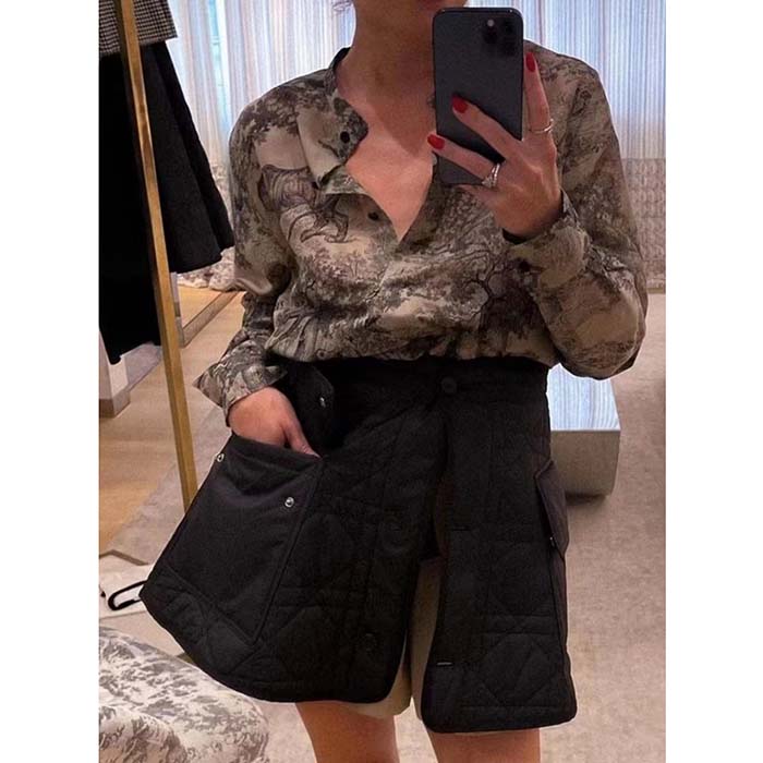 Dior Women CD Long Blouse Hazelnut Cotton Voile Toile de Jouy Motif