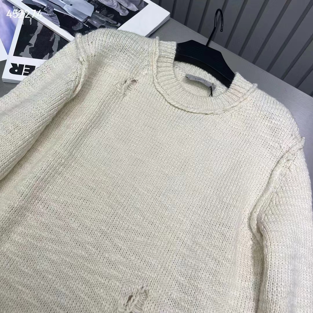 Dior Men CD Dior Otani Workshop Sweater White Wool Cashmere Jersey Reference: 413M651AT742_C089