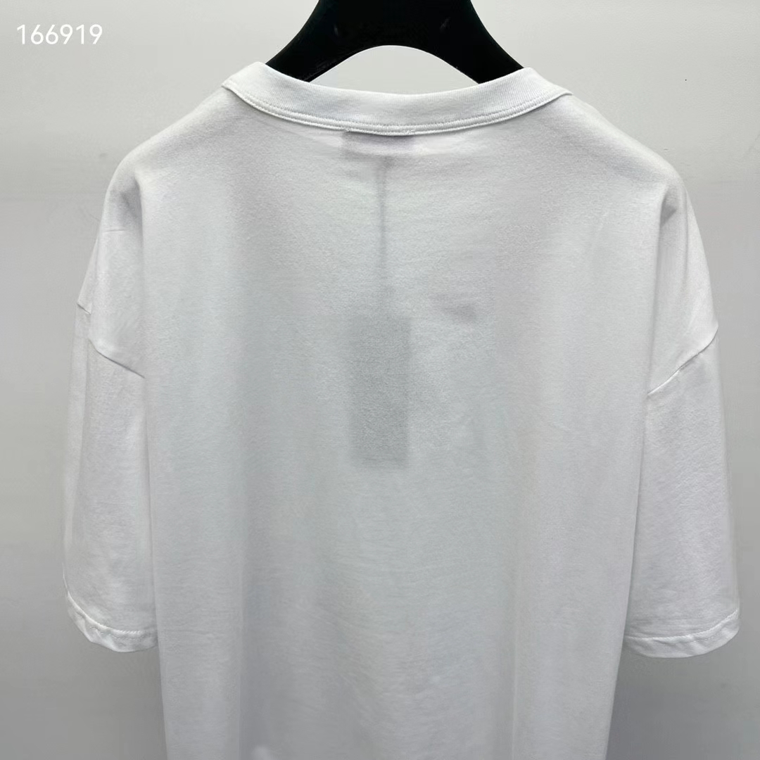 Dior Women CD Relaxed-Fit T-Shirt White Slub Organic Cotton Jersey