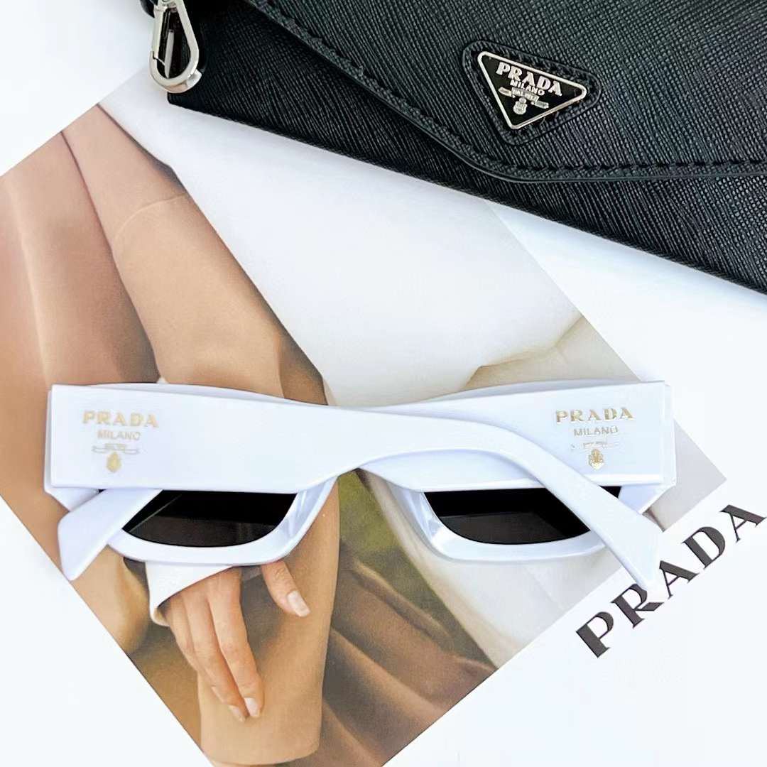 Prada Unisex Prada Symbole Sunglasses Acetate Frame Front Chalk White Standard Fit