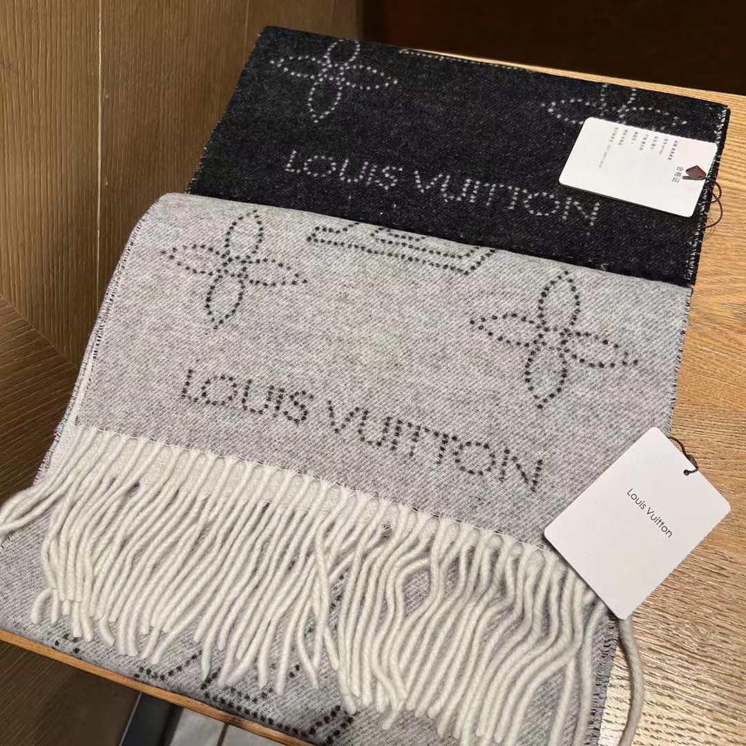 Louis Vuitton Unisex LV Mahina Flight Mode Scarf Black Cashmere Wool M77902