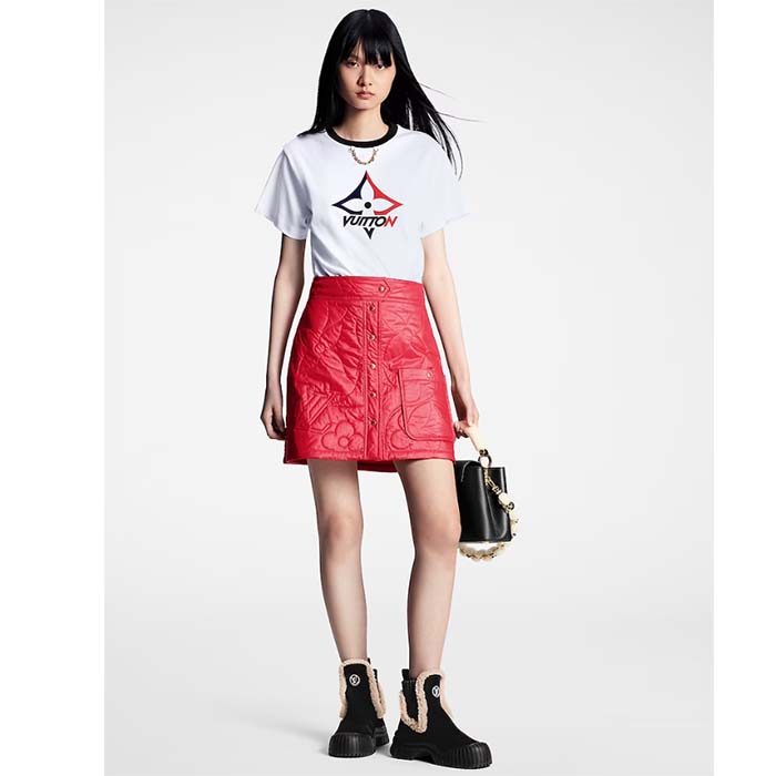 Louis Vuitton Women LV Snowflake T-Shirt Cotton Jersey White LV Golden Chain