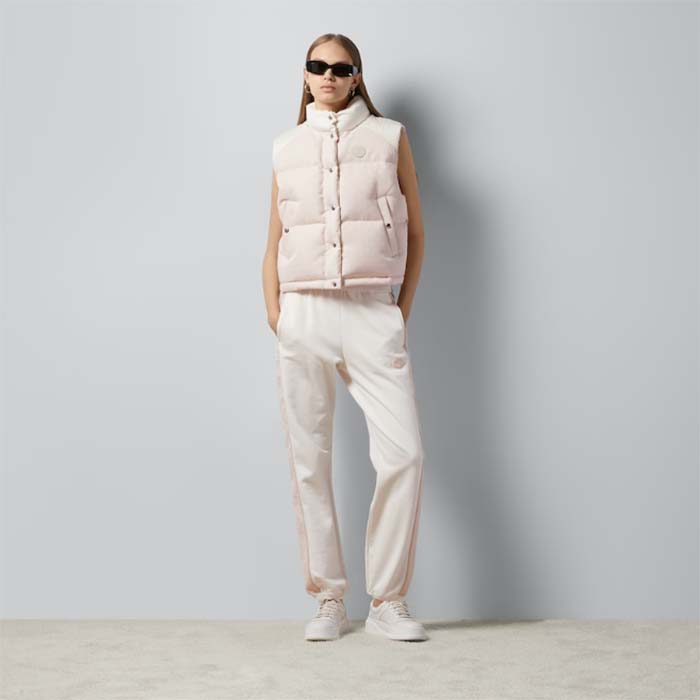Gucci Women GG Cotton Canvas Padded Vest Pink Lined High Neck Sleeveless Two Side Pockets
