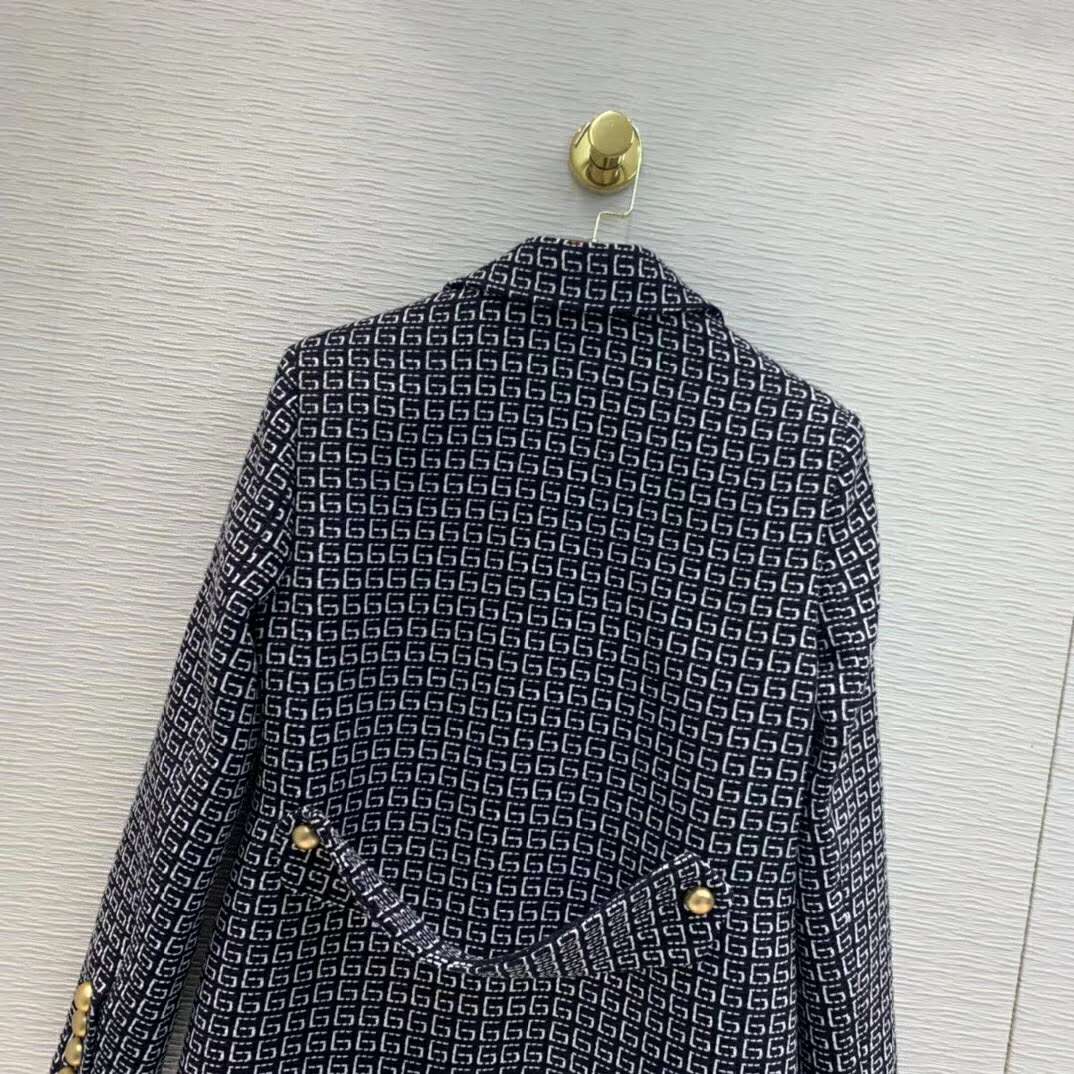 Gucci Women Square G Wool Jacket in Boxy Fit-Navy