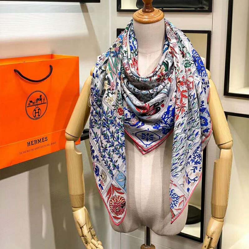 Hermes Women Fleurs De Giverny Scarf 90