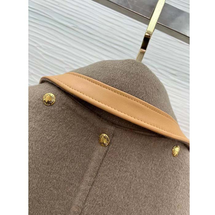 Louis Vuitton Women LV Removable Collar Double Face Coat Wool Silk Ficelle Foncée Brown Regular Fit