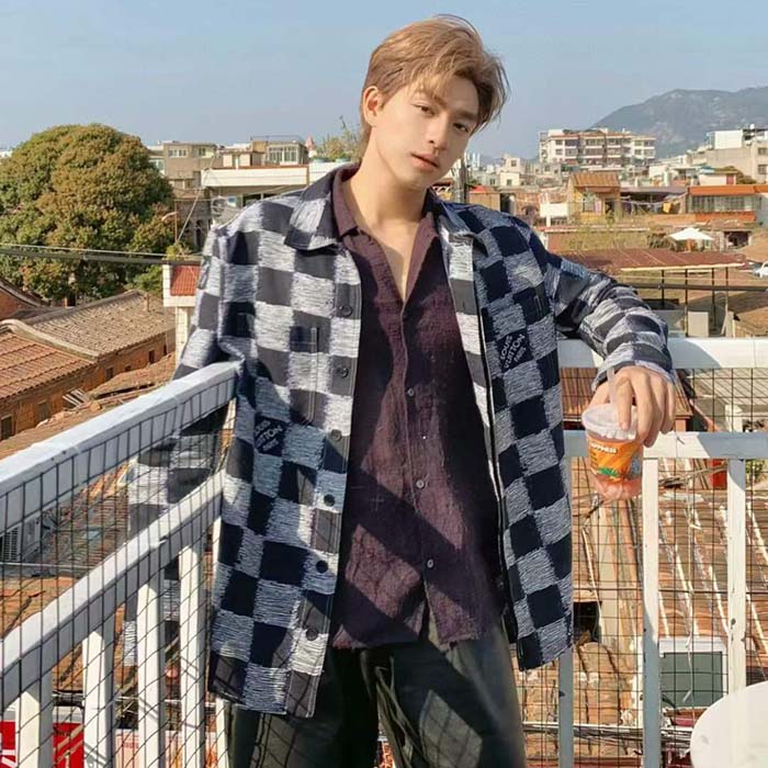 Louis Vuitton LV Men Damier Wool Overshirt Regular Fit 1AFAUN