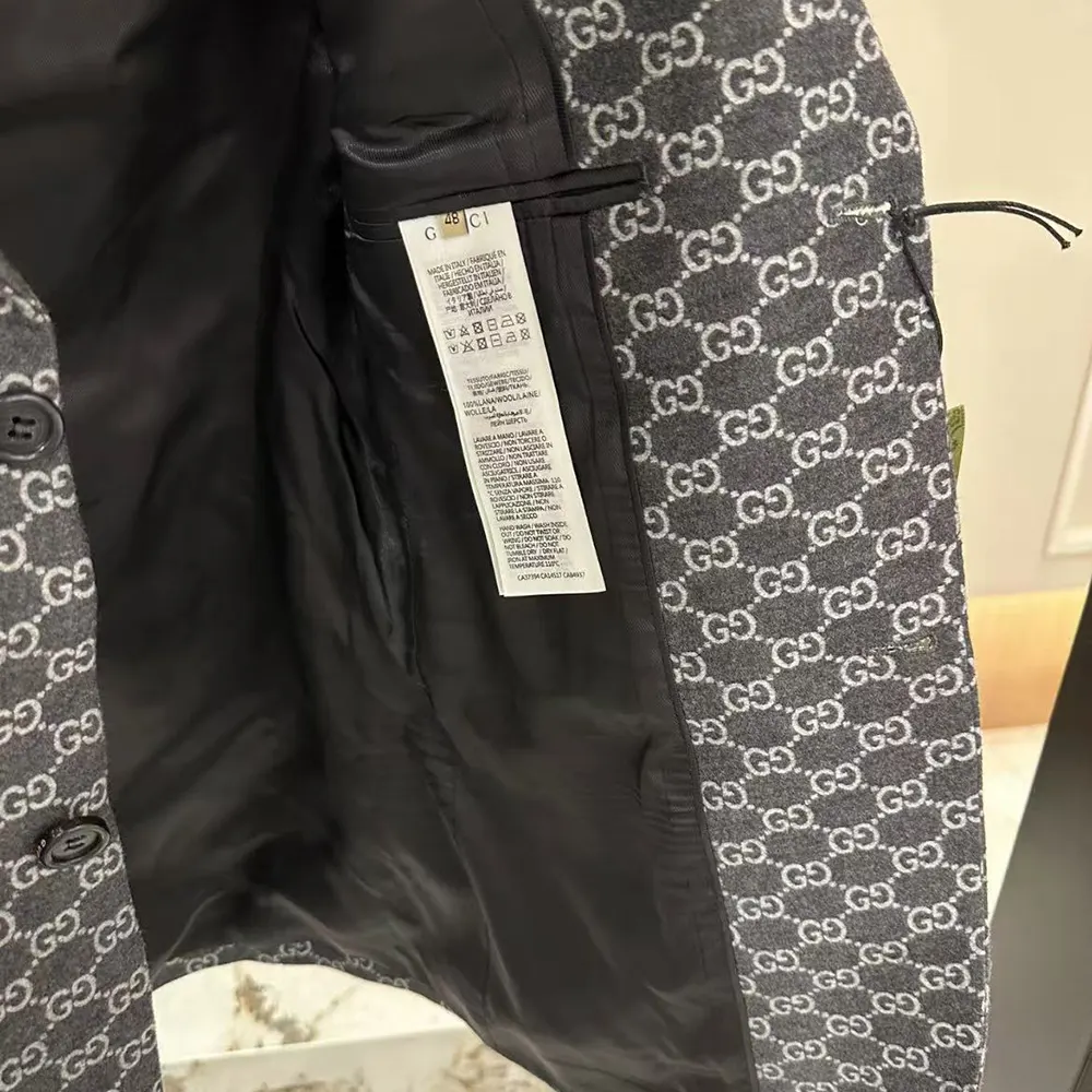 Gucci Men Gucci Classic Silver Wool Blazer