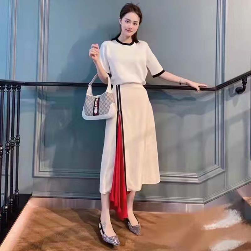 Gucci GG Women Wool GG Piquet Jacquard Polo Shirt Interlocking G Embroidery