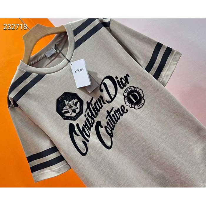 Dior CD Men Christian Dior Couture Relaxed-Fit T-Shirt Beige Cotton Jersey