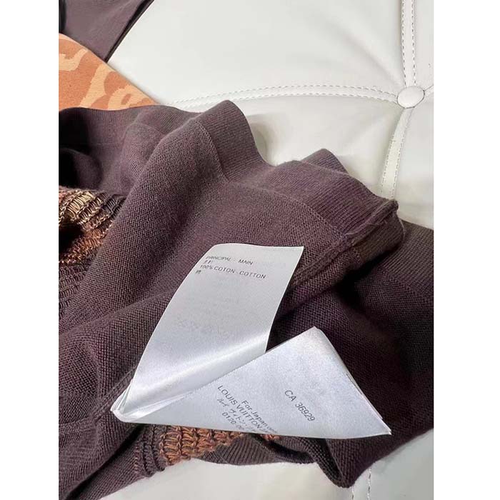 Louis Vuitton Women LV Short-Sleeved Cotton Intarsia Crewneck Staple Fit Ribbed Collar Compact Knit