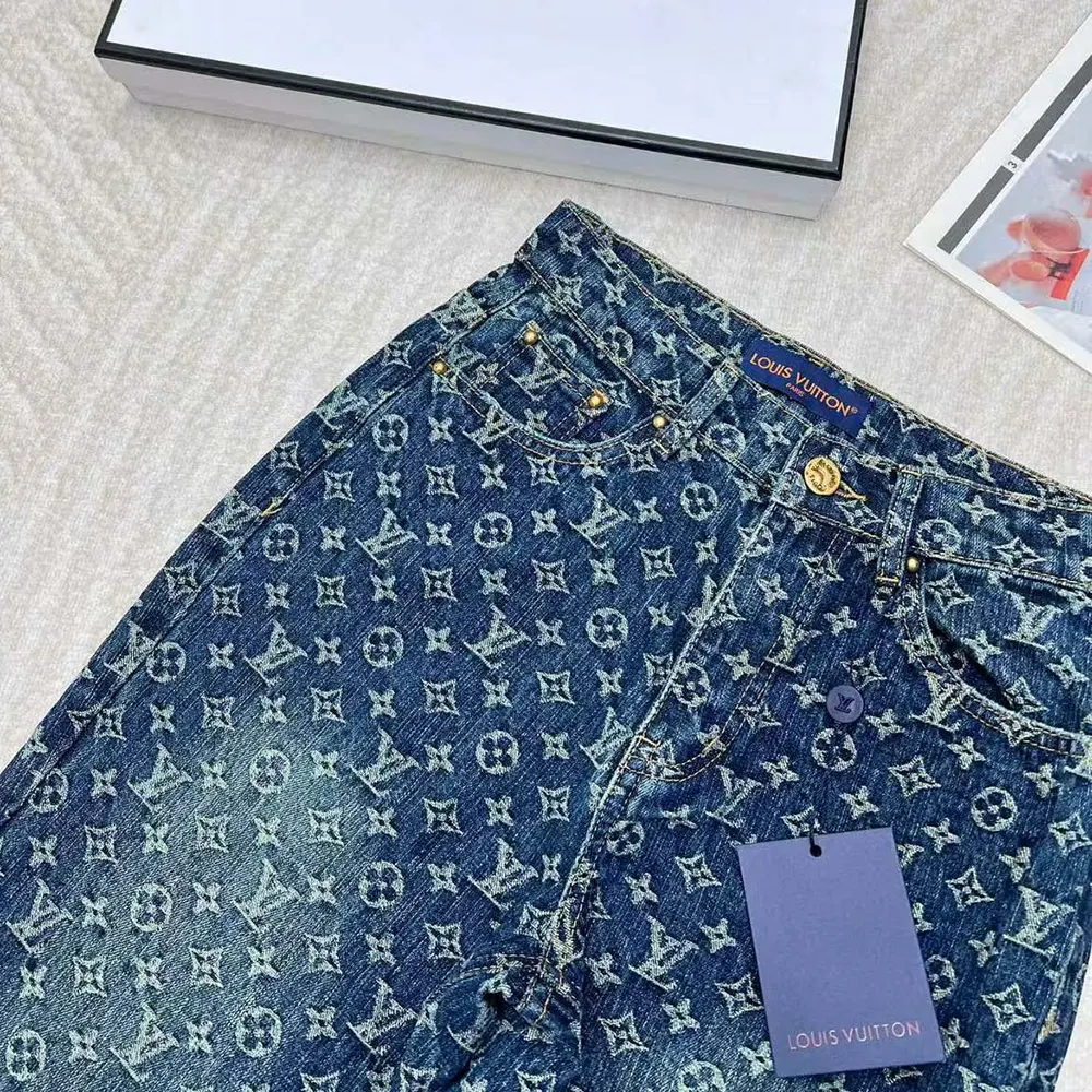 Louis Vuitton Women Monogram Flared Jeans in Washed Denim