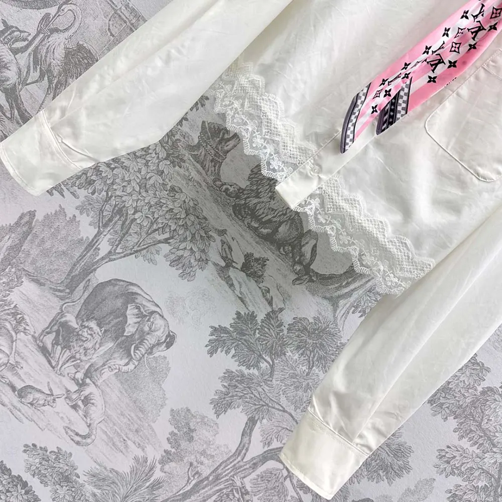 Louis Vuitton LV Women Lace Trim Shirt 1AHGWW