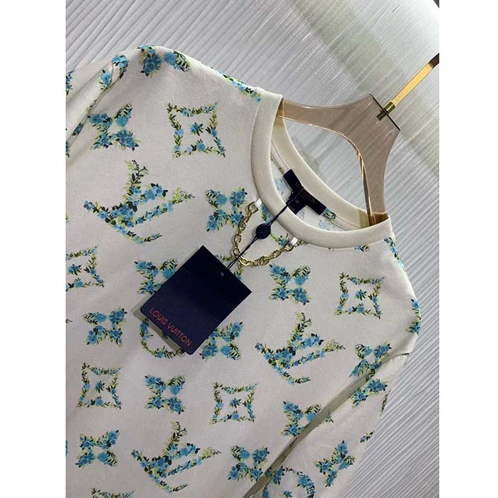 Louis Vuitton Men LV Floral Monogram T-Shirt Cotton White Regular Fit