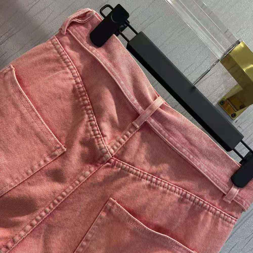 Dior Women Shorts Pink Cotton Denim