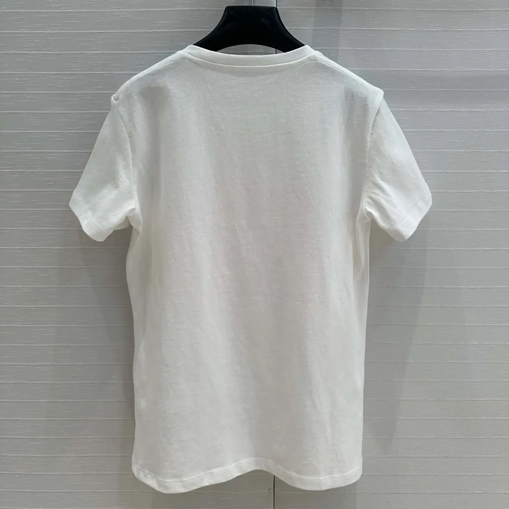 Dior Women Miss Dior T-Shirt White Cotton Jersey with Bright Pink Miss Dior Graffiti Motif