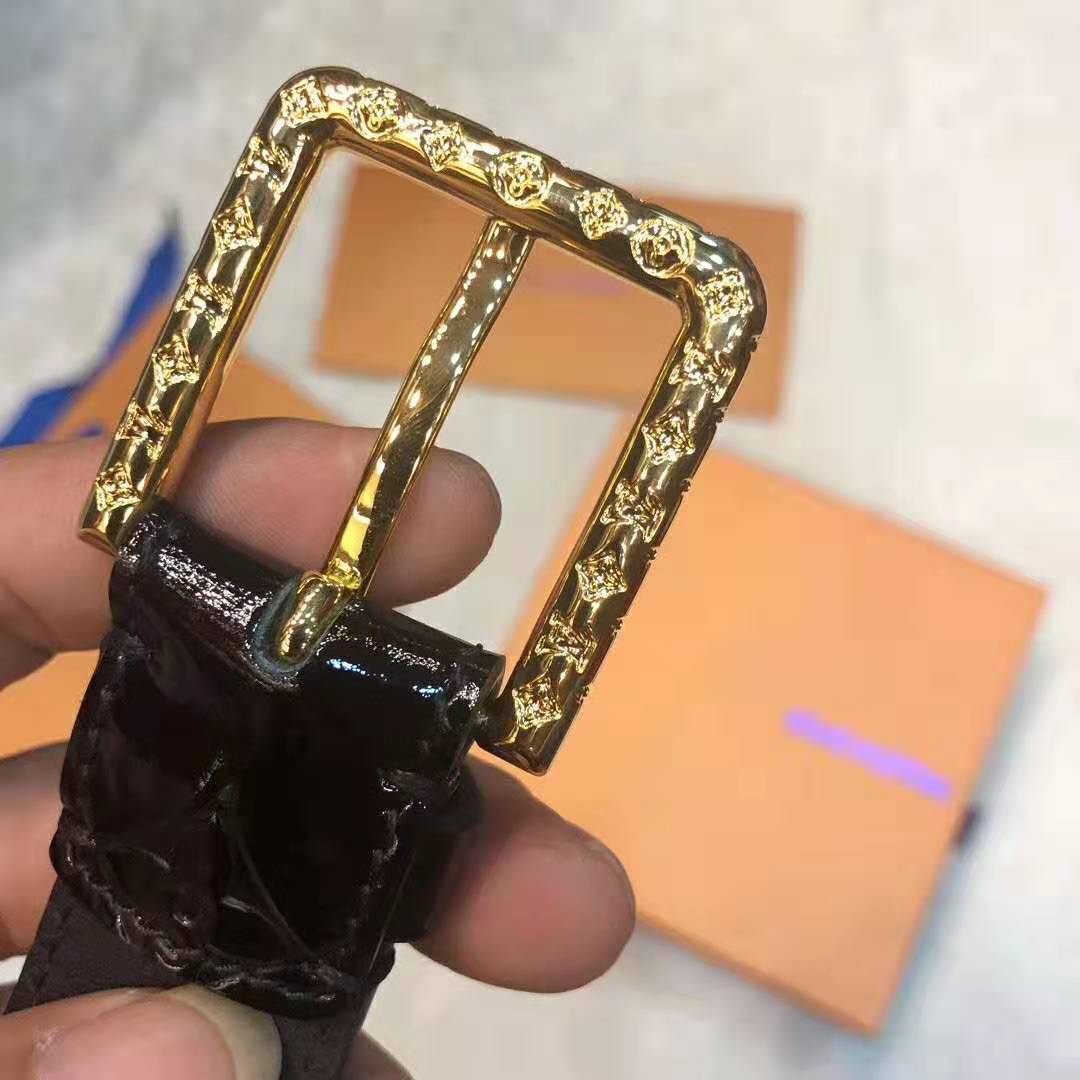 Louis Vuitton LV Unisex Daily LV 30mm Belt in Monogram Vernis Calf Leather-Black