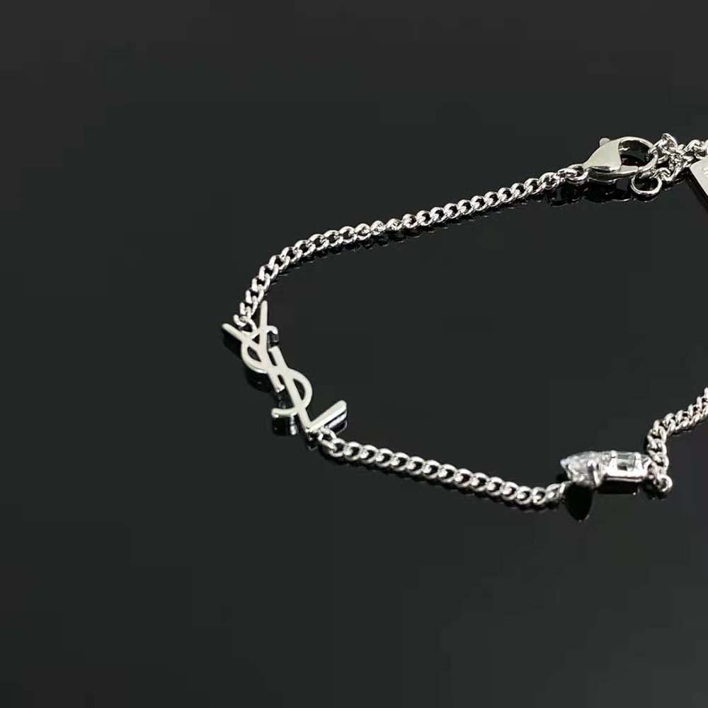 Saint Laurent YSL Women Opyum Charm Bracelet in Metal and Rhinestone