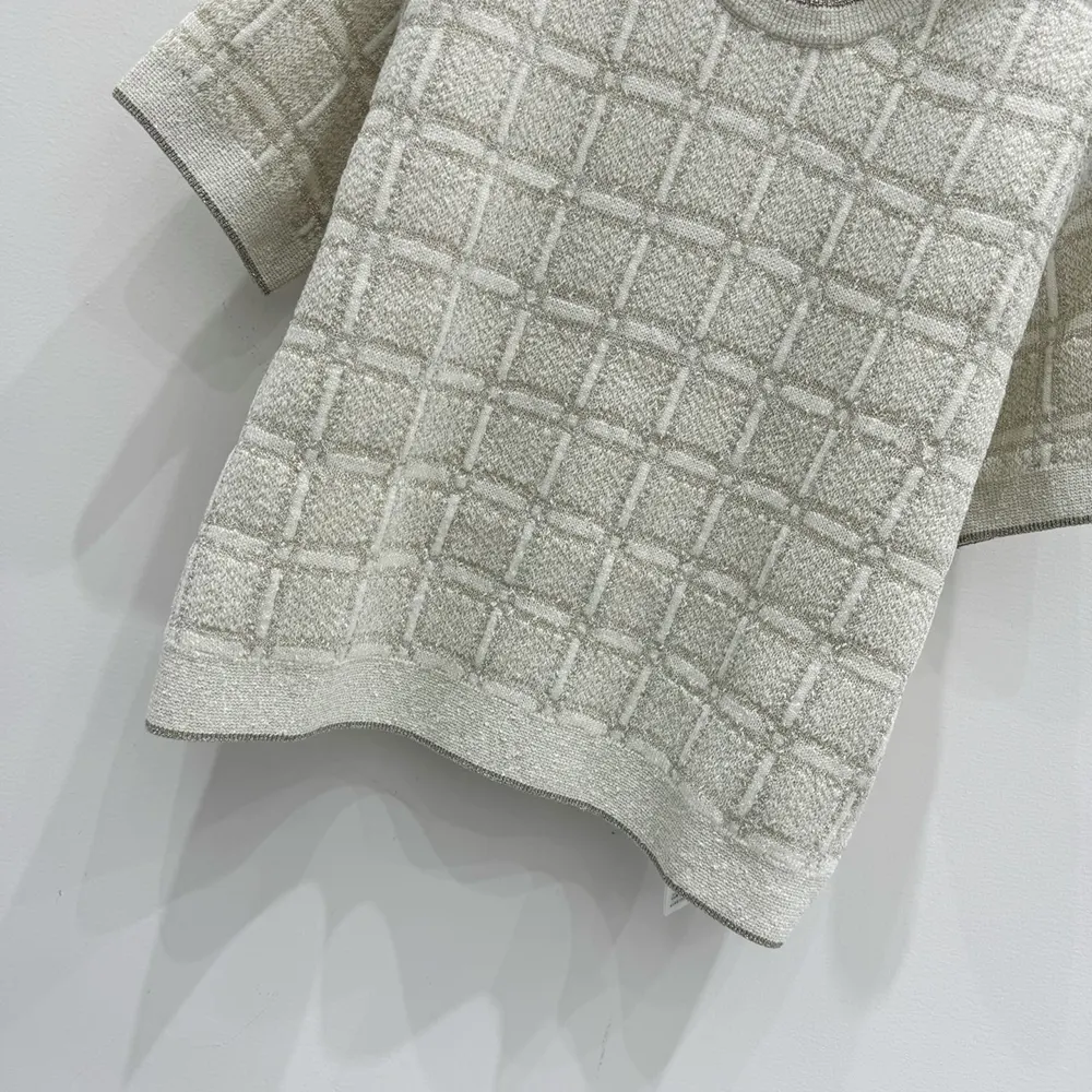 Gucci Women Wool and Lame Check Jacquard Top 811552XKEDI9237