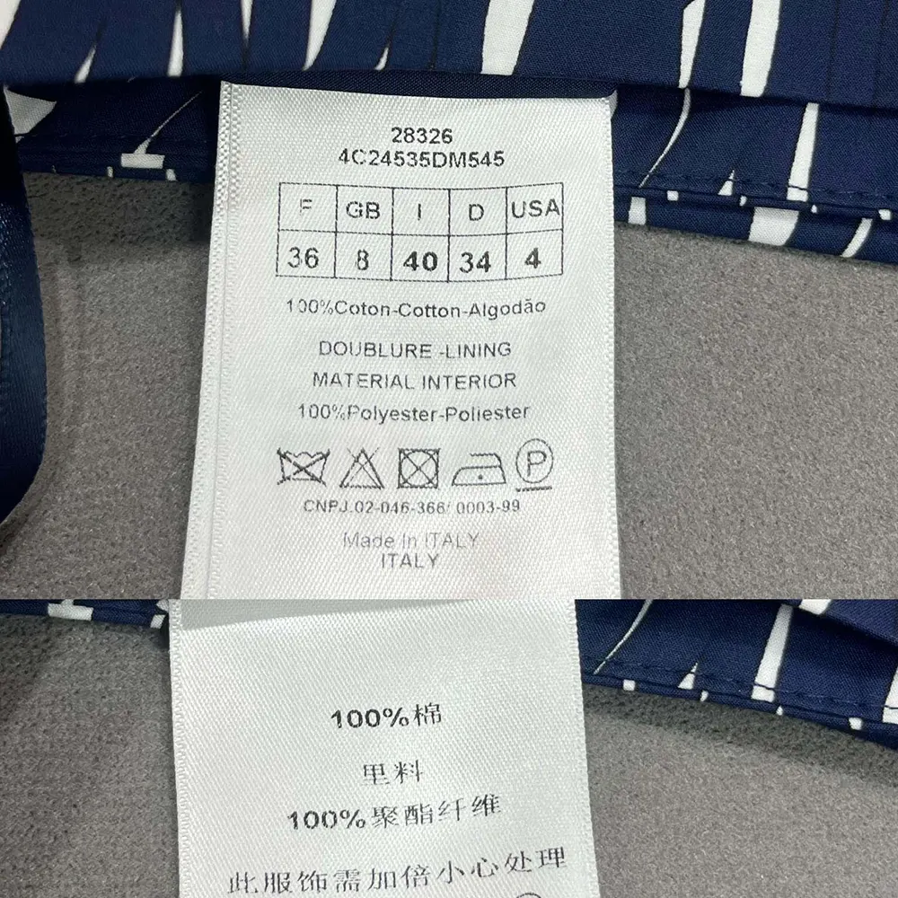 Dior Women Skort White Technical Taffeta Jacquard with Navy Blue Miss Dior Allover Motif