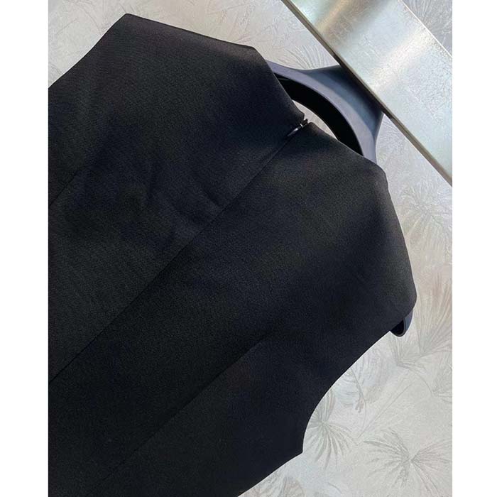 Louis Vuitton LV Women Zipper Neckline Dress Wool Silk Black 1AFGB1