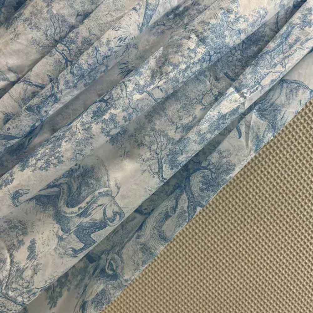 Dior Women Mid-Length Skirt Cornflower Blue Toile de Jouy Cotton Muslin