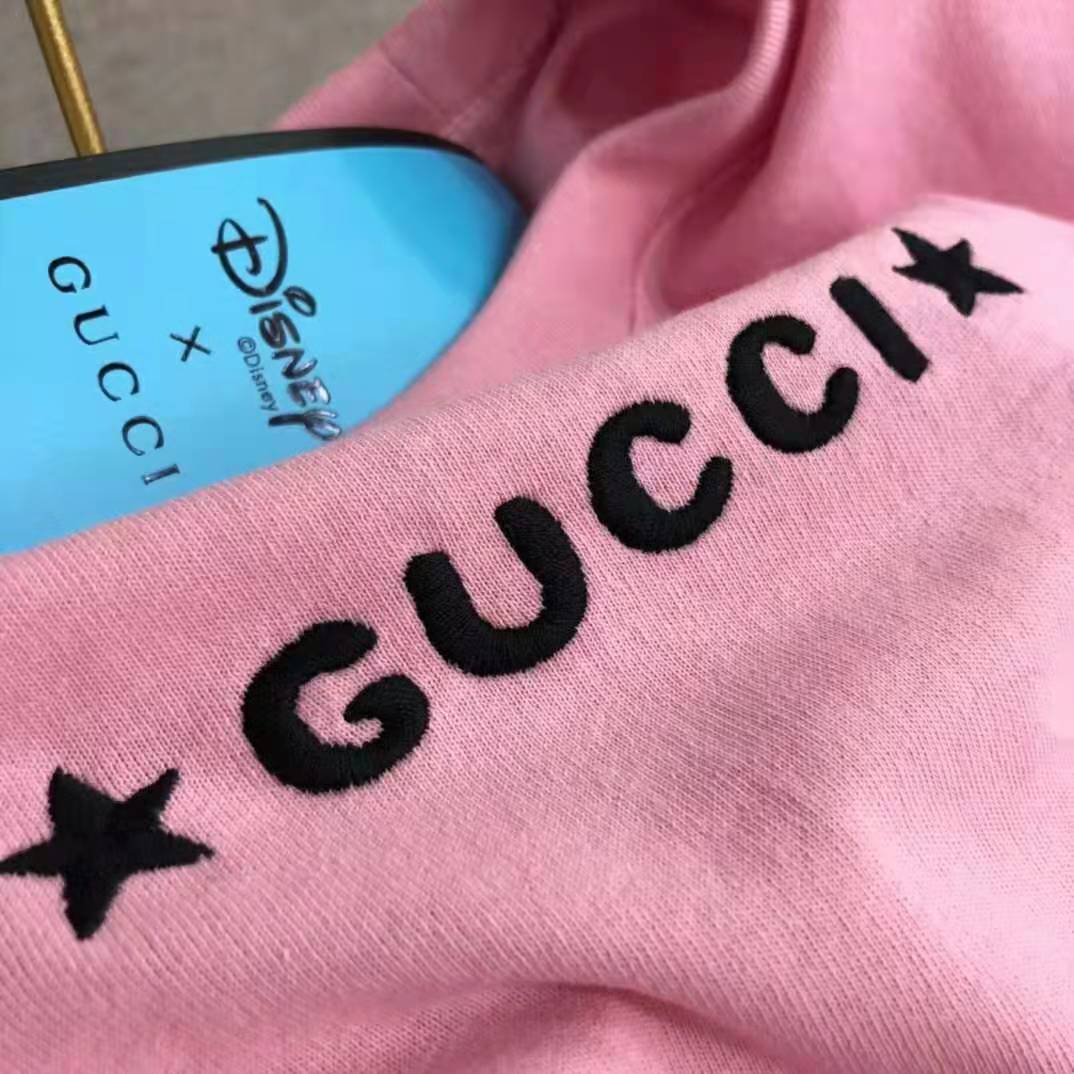 Gucci Men Disney x Gucci Donald Duck T-Shirt Cotton Jersey Crewneck Short Sleeves-Pink