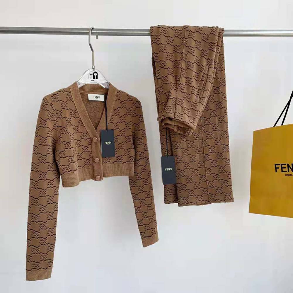 Fendi Women Pants Beige Velvet and Viscose Pants