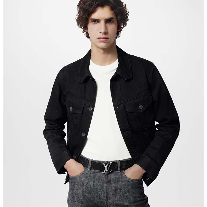 Louis Vuitton Unisex LV Pyramide 40 MM Reversible Calf Leather Monogram Illusion Strap