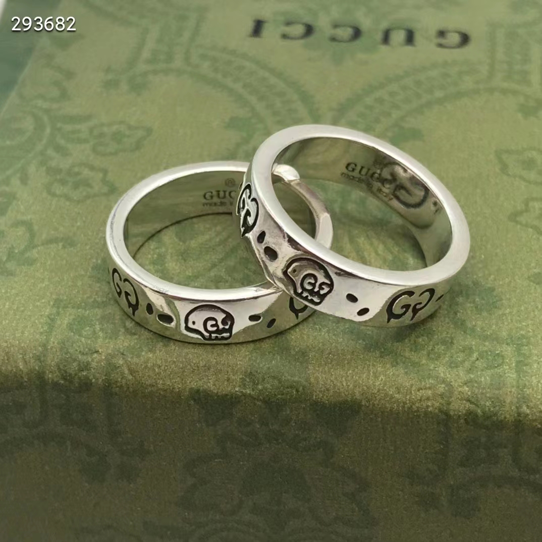 Gucci Unisex GucciGhost Ring Silver Two Cultures Past Present 925 Sterling Silver