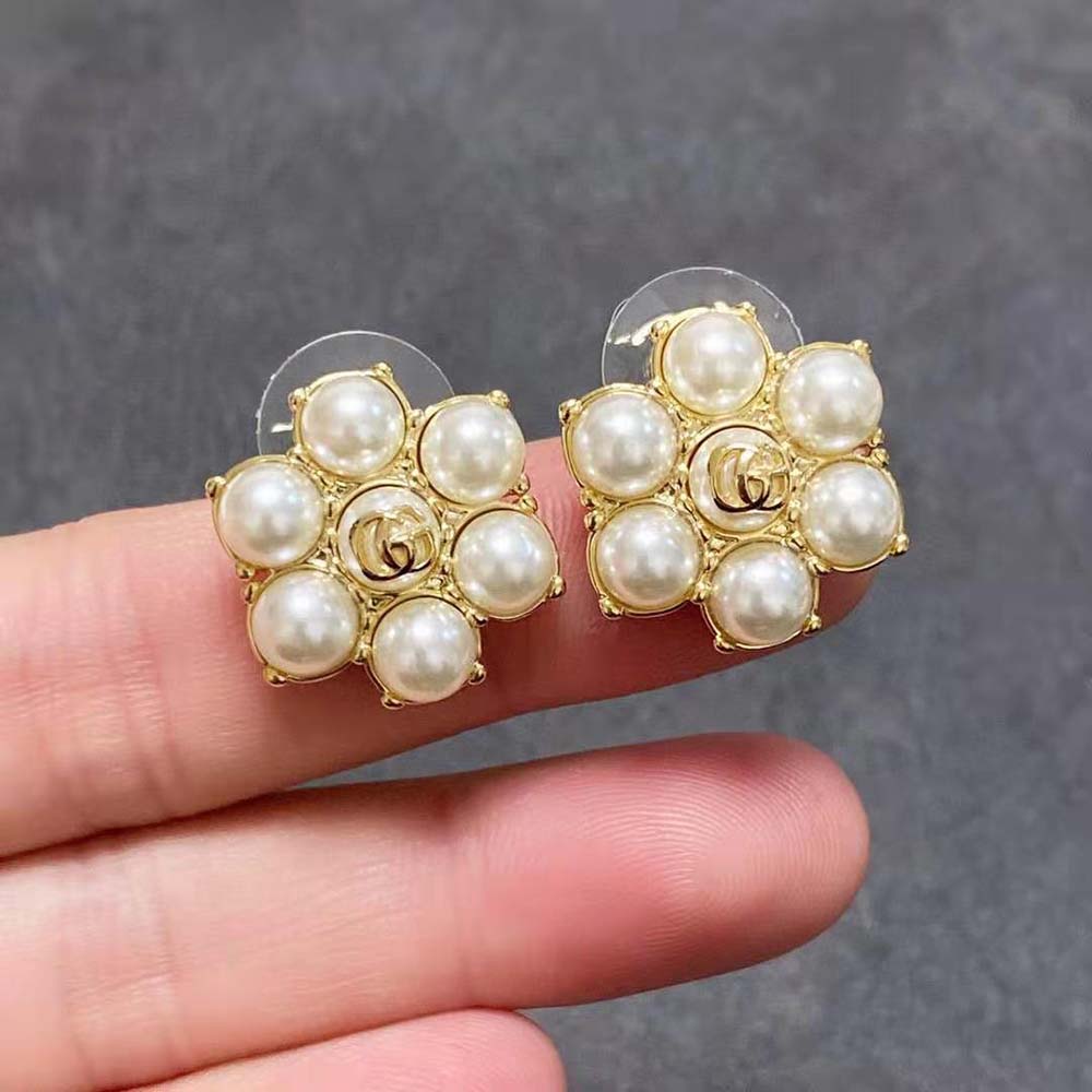 Gucci Women Pearl Double G Earrings