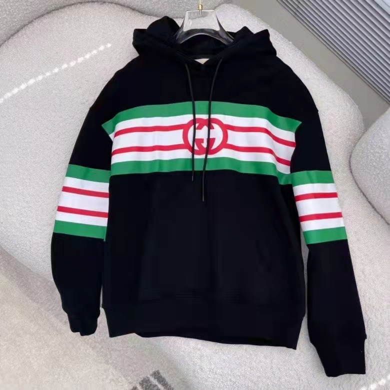 Gucci Women Interlocking G Print Sweatshirt Washed Black Light Felted Cotton Jersey