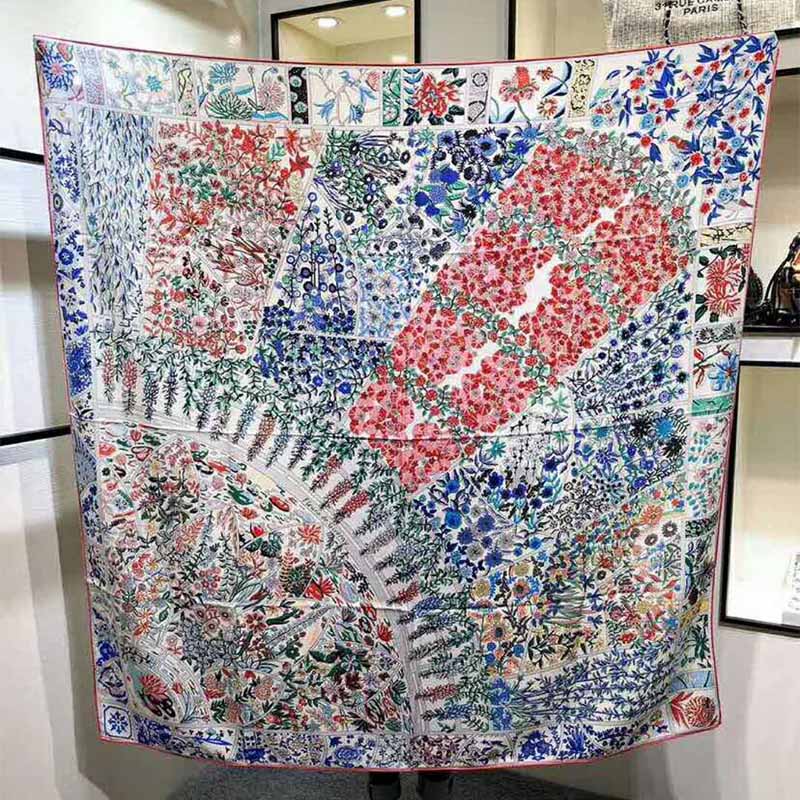 Hermes Women Fleurs De Giverny Scarf 90