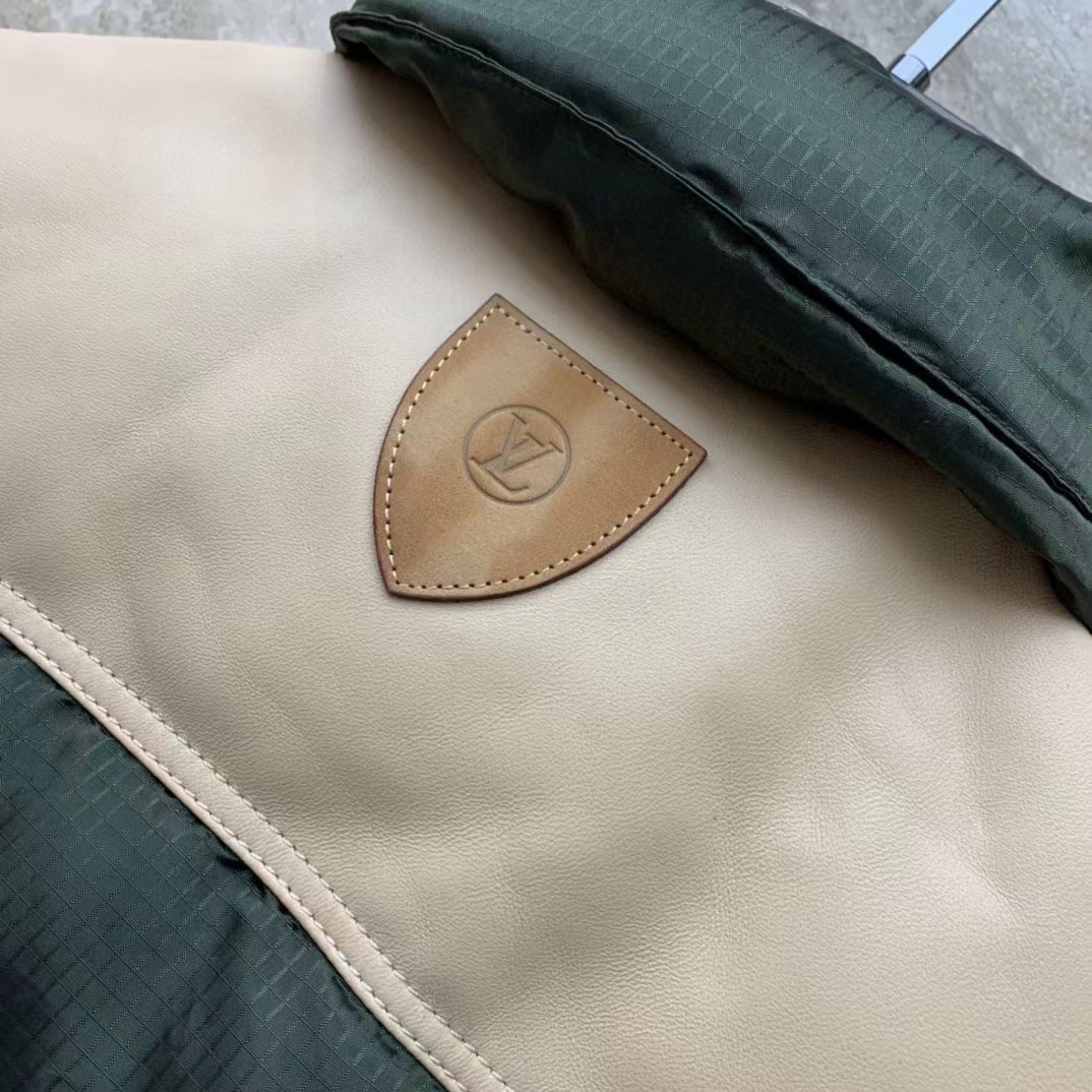 Louis Vuitton LV Women Leather Accent Sleeveless Puffer Jacket Khaki Beige Regular Fit