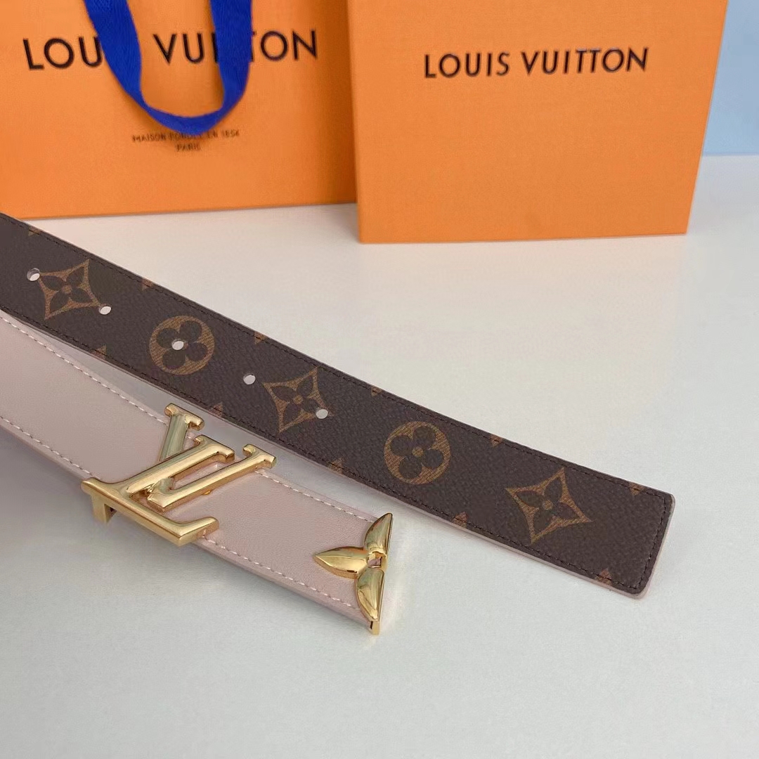 Louis Vuitton Unisex LV Pretty LV 30 MM Reversible Belt Monogram Canvas Jasmine Pink Leather