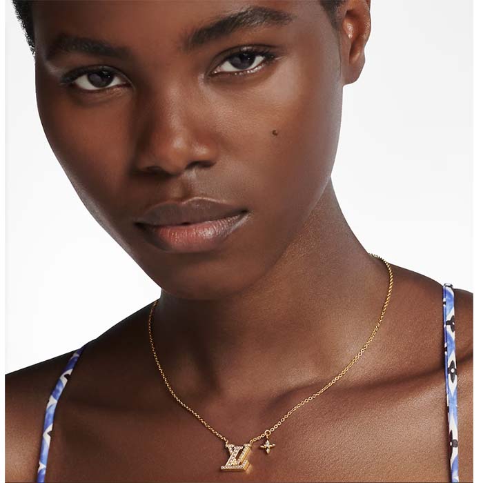 Louis Vuitton Women LV Iconic Pearls Necklace Pearl-Encrusted LV Initials Monogram Flower Charms