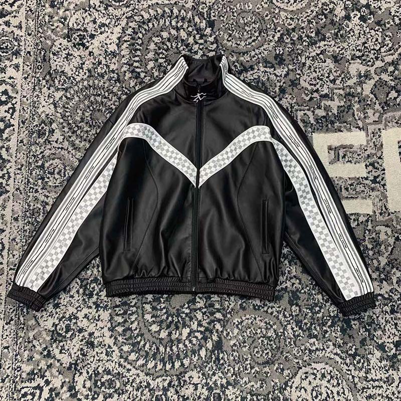 Louis Vuitton LV Women Leather Track Blouson Black Calf Leather Thistle Regular Fit