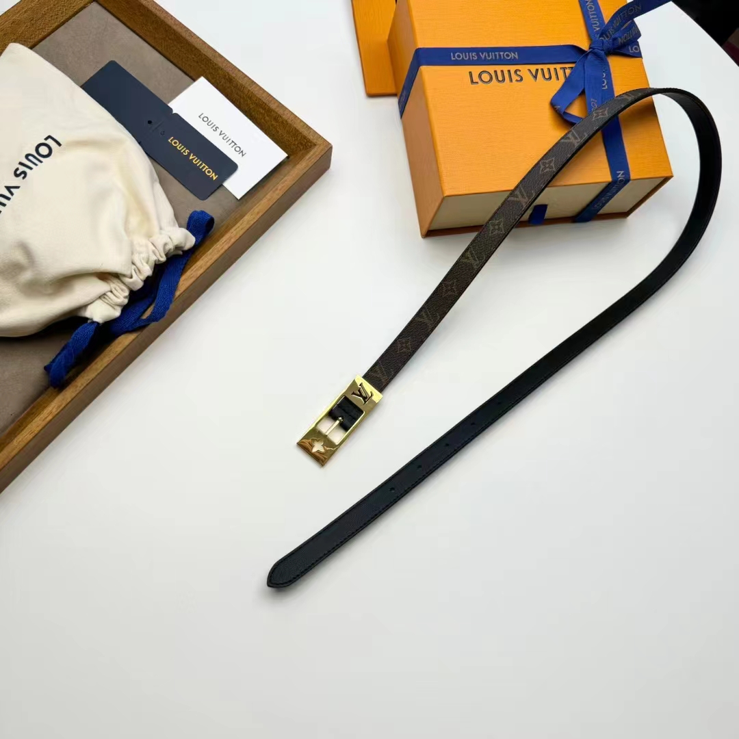 Louis Vuitton Unisex LV Duo 18MM Reversible Belt Monogram Canvas Recto Side Black Leather Verso