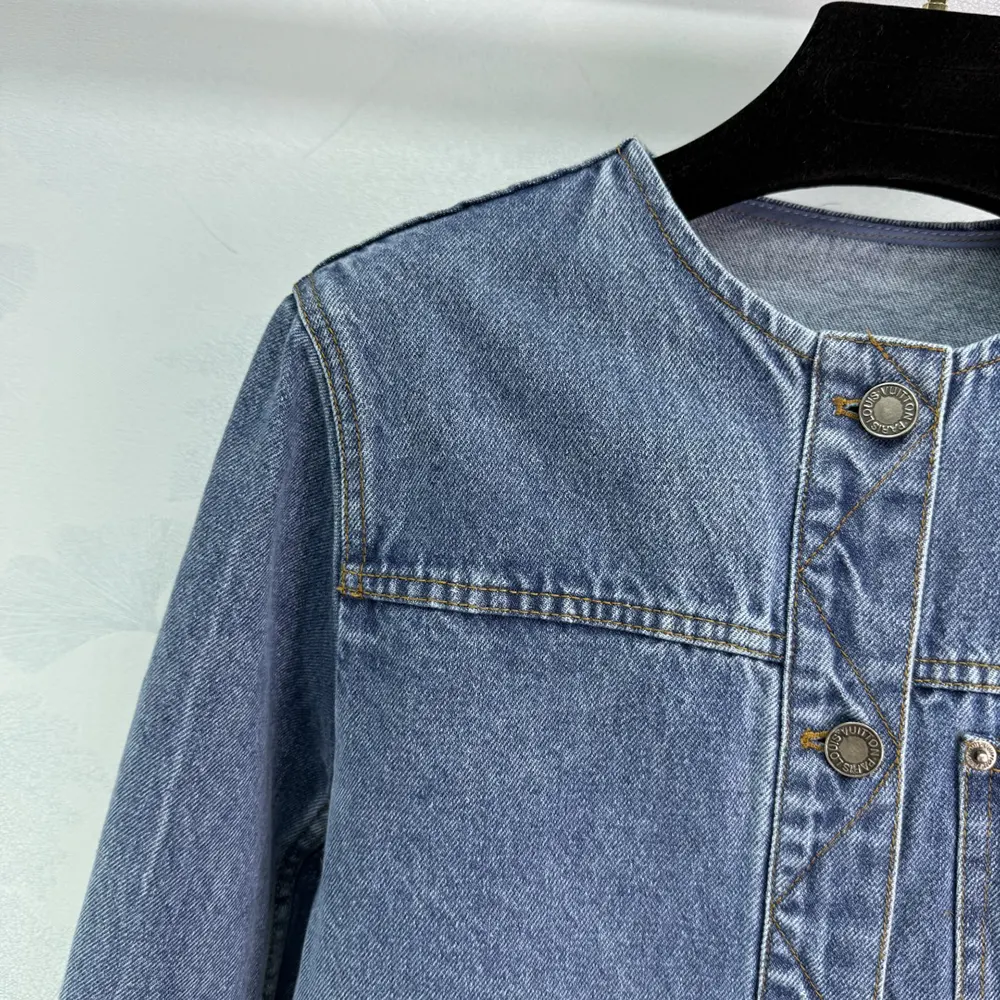 Louis Vuitton Women Denim Fitted Jacket-Blue 1AHHS5