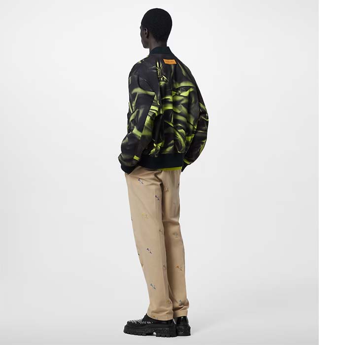 Louis Vuitton Men Graphic Cotton Bomber Jacket Relaxed Fit LV Dune Print Allover