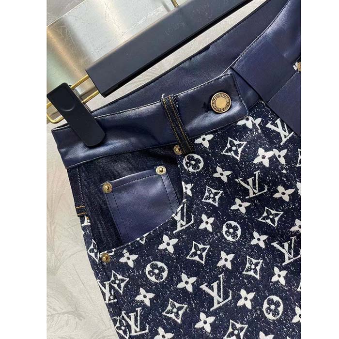 Louis Vuitton Women LV Monogram Denim Bootcut Jeans Cotton Navy