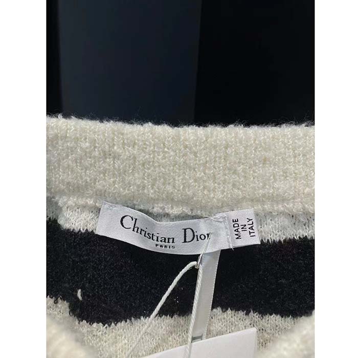 Dior Women CD Dior Marinière Bralette White Navy Blue Cotton