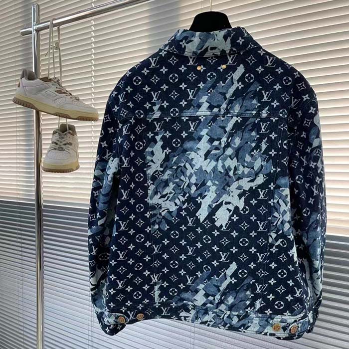 Louis Vuitton Women LV Monogram Printed Denim Jacket Regular Fit Printed Monogram Flower
